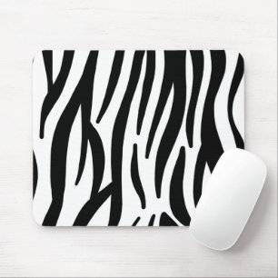 girly chic stylish black white zebra print mouse pad