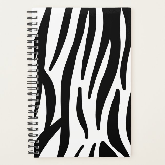 girly chic stylish black white zebra print planner (Front)