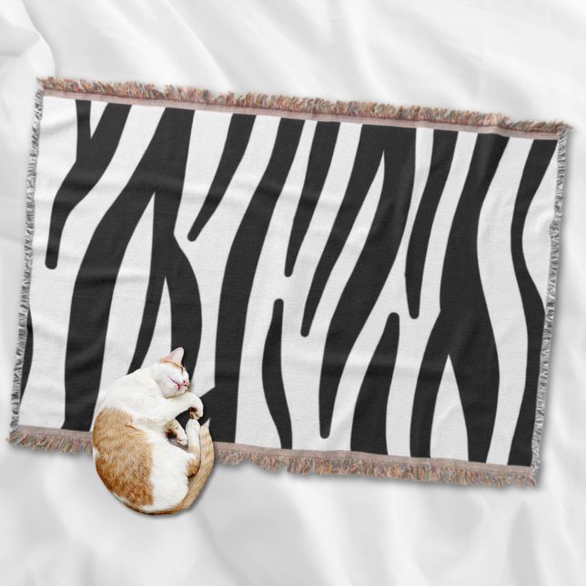girly chic stylish black white zebra print throw blanket (girly chic stylish black white zebra print throw blanket)