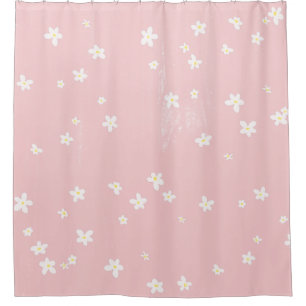 Girly Chic Stylish Pink Daisies Pattern Modern Shower Curtain