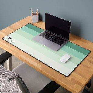 Girly Chic Teal Green Ombre Classic Monogram Desk Mat