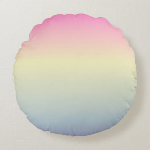 girly chic unicorn pink purple  pastel rainbow round cushion