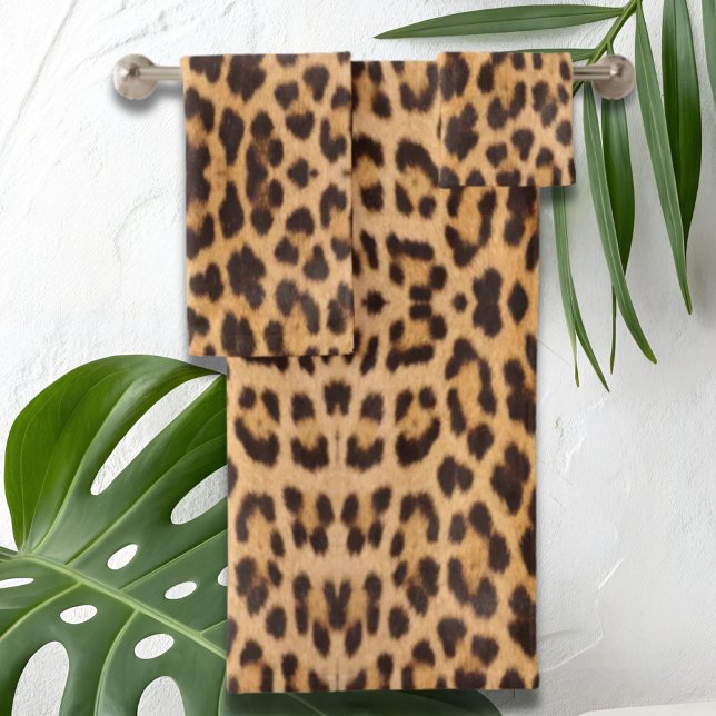 girly chic wild safari leopard print bath towel set (girly chic wild safari leopard print bath towel set)