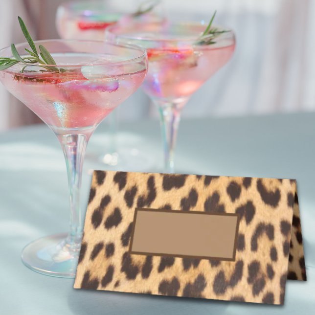 girly chic wild safari party leopard print place card (girly chic wild safari party leopard print place card)