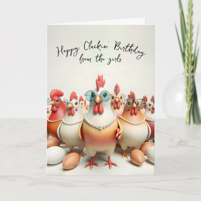 Girly Chickens Birthday Humour Card (Front)