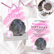 Girly Child Birthday Guinea Pig Pink Soccer Ball