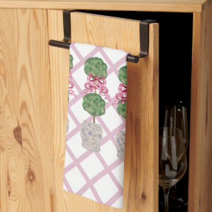 Girly Chinoiserie Ginger Jar Jars Topiary Basket Tea Towel