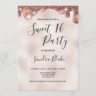 Girly chocolate drips rose gold sweet invitation