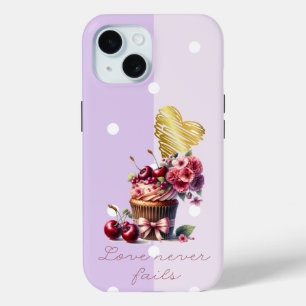 Girly Christian Dot Cherry Floral Cupcake Heart iPhone 15 Case