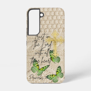 Girly Christian Knitwear Green Butterfly Cross Samsung Galaxy Case