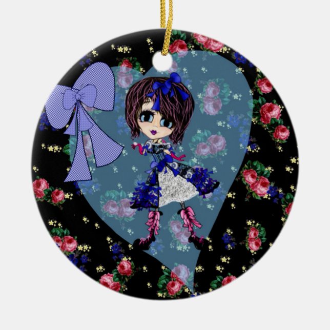 Girly Christmas Ceramic Ornament (Front)