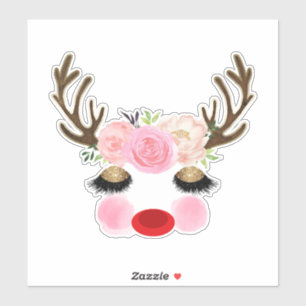 Girly Christmas Holiday Reindeer Floral Antlers