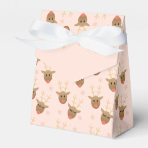 Girly Christmas Reindeer Pattern Pink Gold Favour Box