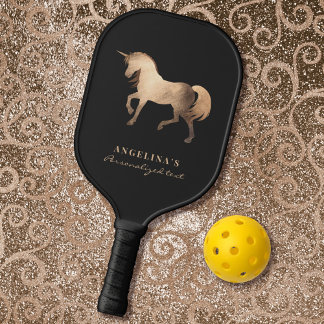 Girly Classy Luxury Rose Gold Foil Custom Unicorn Pickleball Paddle