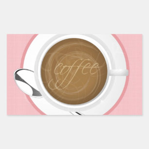 GIRLY COFFEE PINK CAFE HAPPY BEVERAGES GOOD MORNIN RECTANGULAR STICKER