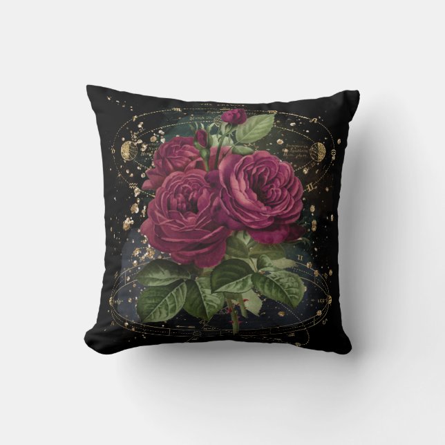 Girly collage – blood red roses  cushion (Front)