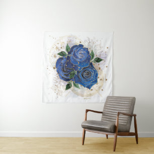 Girly collage - midnight blue tapestry