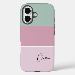 Girly Colorblock Personalized  iPhone 16 Case