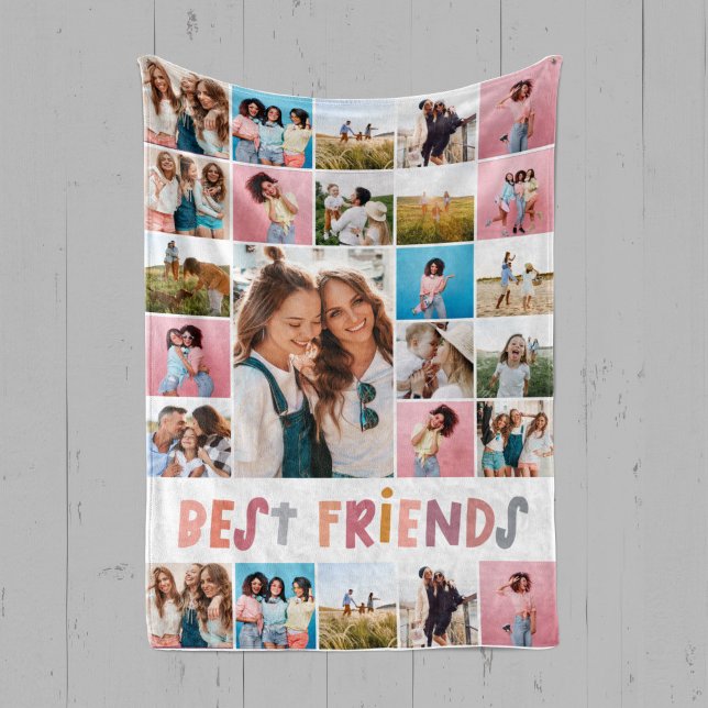 Girly colourful 20 photo best friend modern simple sherpa blanket (Creator Uploaded)
