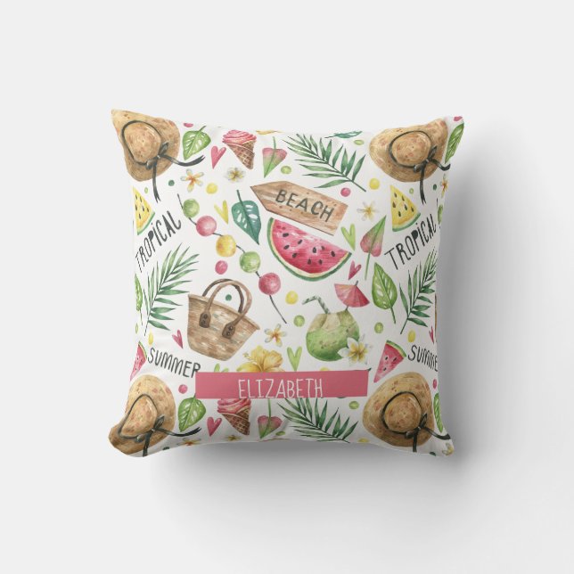 Girly Colourful Beach Relax  Cushion (Front)