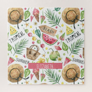 Girly Colourful Beach Relax Jigsaw Puzzle