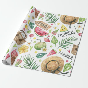 Girly Colourful Beach Relax Wrapping Paper