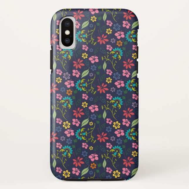 Girly Colourful Boho Spring Flowers Case-Mate iPhone Case (Back)