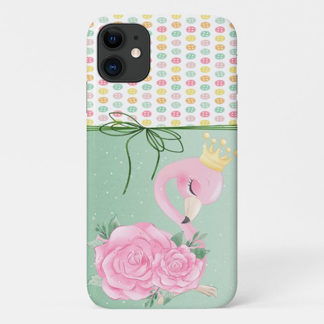Girly Colourful Buttons,Baby Flamingo Case-Mate iPhone Case (Back)