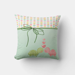 Girly Colourful Buttons,Turtles In Love Cushion