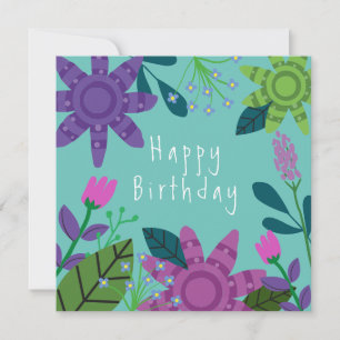 Girly Colourful Floral Birthday Card