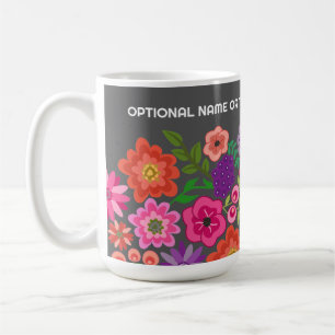 Girly Colourful Floral Pattern Custom Name Monogra Coffee Mug