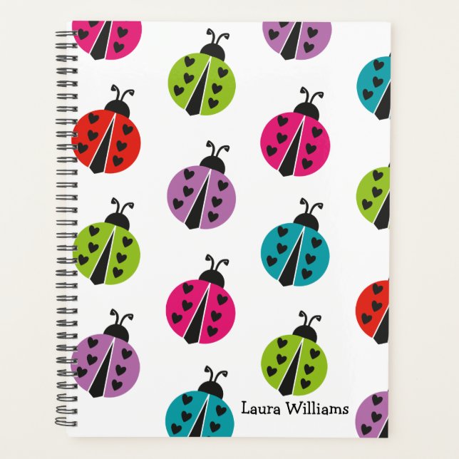 Girly Colourful Ladybug Personalised Planner (Front)