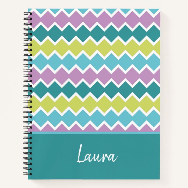 Girly Colourful Pattern Personalised Notebook (Front)