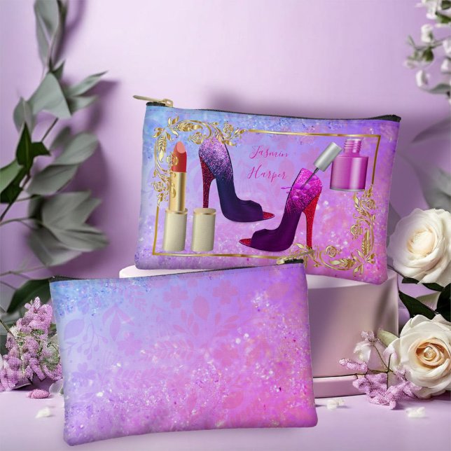 Girly Colourful Pink Fashion Makeup Holder  Accessory Pouch (Creator Uploaded)