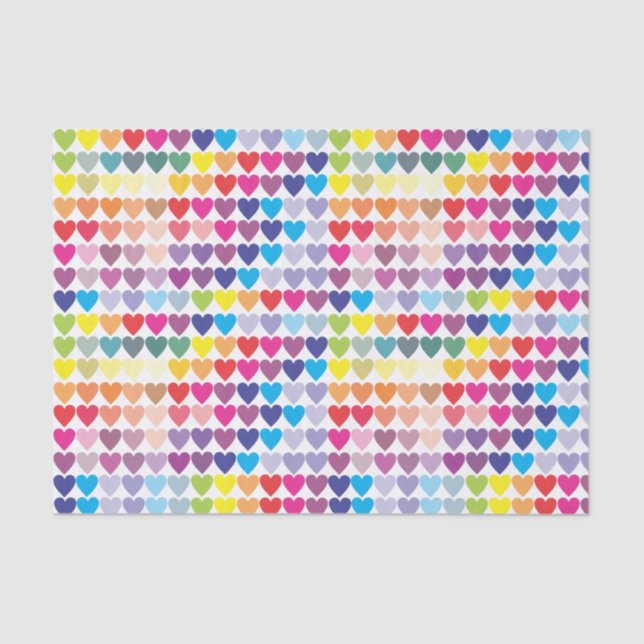 Girly Colourful Rainbow Hearts Tissue Paper (Front)