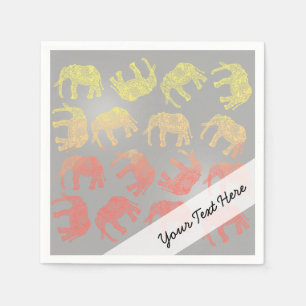 girly colourful tribal floral elephant pattern napkin