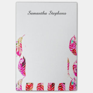Girly Colourful Watercolor Hand Drawn Feathers Post-it Notes