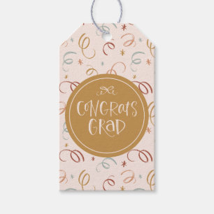Girly Confetti Blush Pink Congrats Grad Gift Tags