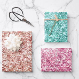 Girly Confetti Glitter Wrapping Paper Sheet