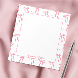 Girly Coquette  Aesthetic Pink Bow Monogram Notepad