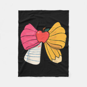 Girly Coquette Bow Pencil Teacher Student Back To  Fleece Blanket