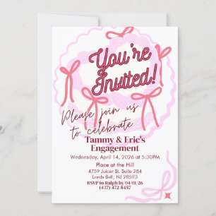 Girly Coquette Celebration Invitation Pink Bows