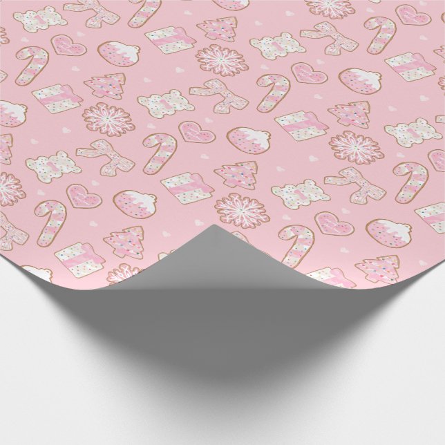 Girly Coquette Christmas Cookies Wrapping Paper (Corner)