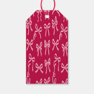 Girly Coquette Pink Bows Pattern Gift Tags
