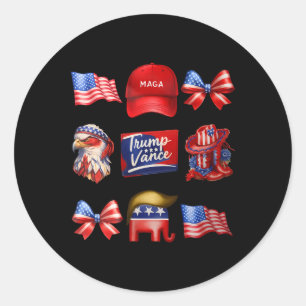 Girly Coquette Trump Vance 2024 Trump Girl Republi Classic Round Sticker