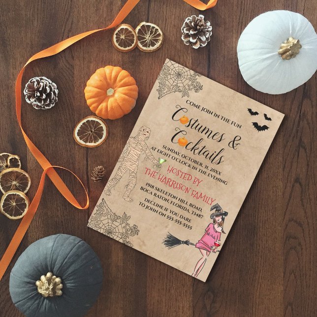 Girly Costumes & Cocktails Halloween Invitation (Creator Uploaded)