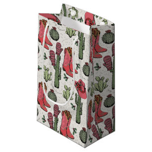 Girly Country Cowgirl Christmas Pink and Green Small Gift Bag