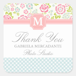 Girly Country Floral Personalised Square Sticker