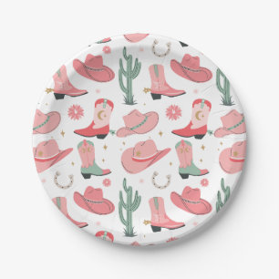Girly Cowgirl Pattern Paper Plates