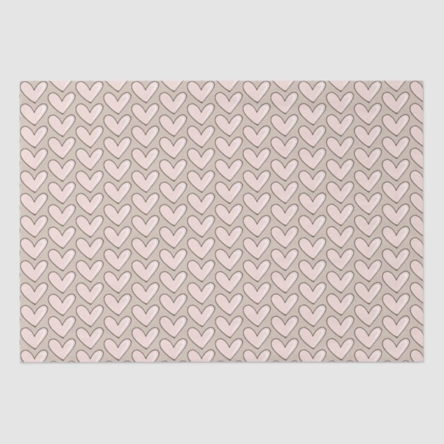 Girly Cream Pink Hearts Love Tissue Paper (Front)